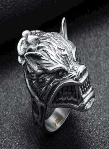 Stainless Steel Wolf Head Styled Ring