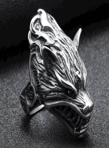 Stainless Steel Wolf Head Styled Ring