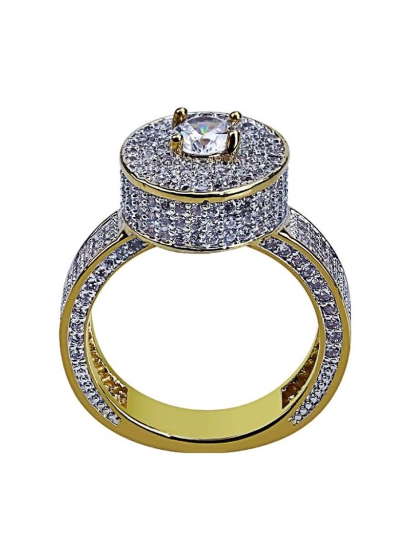 Gold Plated Diamond And Cubic Zirconia Studded Ring