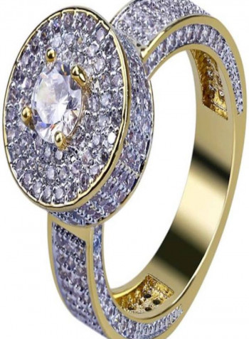 Gold Plated Diamond And Cubic Zirconia Studded Ring