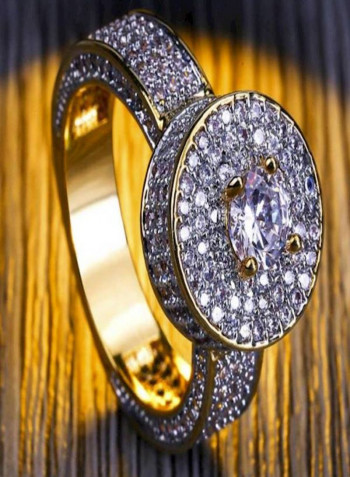 Gold Plated Diamond And Cubic Zirconia Studded Ring