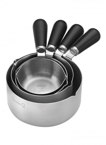 4-Piece Measuring Cup Set Silver/Black