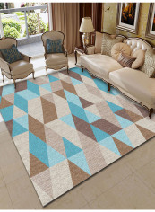 Geometric Printed Living Room Carpet Blue/Brown 180x280centimeter