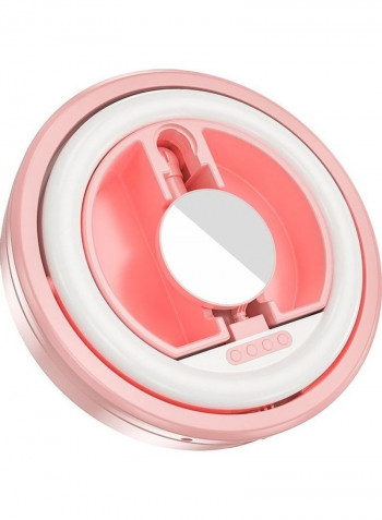 JMT2 Pro 360° Rotatable Mini Ring Photography Light With Stand Mirror Pink/Silver