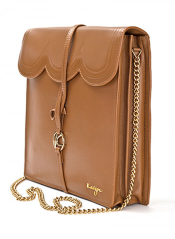 Viva Leather Shoulder Bag For Women بني