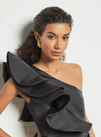 Exaggerated Overlay Dress Black