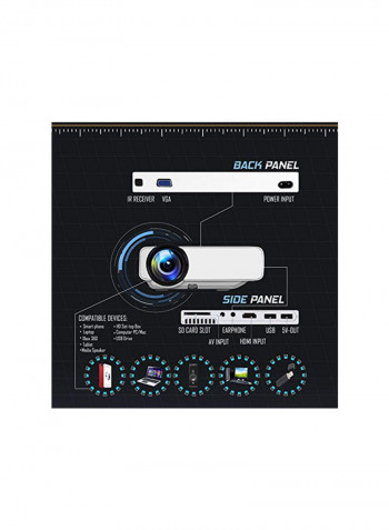 Portable Multimedia Home Theater Projector PRJG74 White/Black