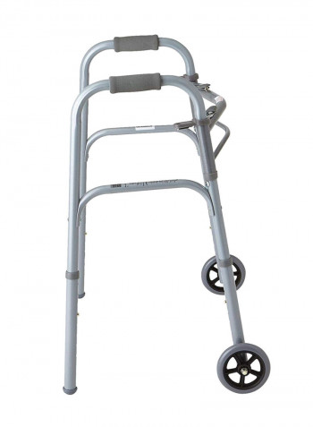 Junior Two-Button Folding Walker With Wheel And Handle For Users 4’6” to 5’5”