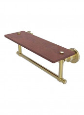 Washington Square Collection Integrated Towel Bar With Wood Shelf Brown/Gold 16inch