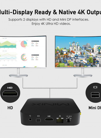 MINIX NEO Z83-4 Plus Mini PC Win10 Pro Intel X5-Z8350 64 Bit 4GB/64GB Smart Media Player V7120_P Black