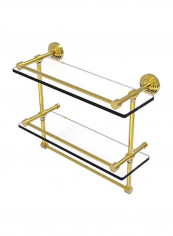 2-Tier Wall Mounted Glass Shelf Gold/Clear 16inch