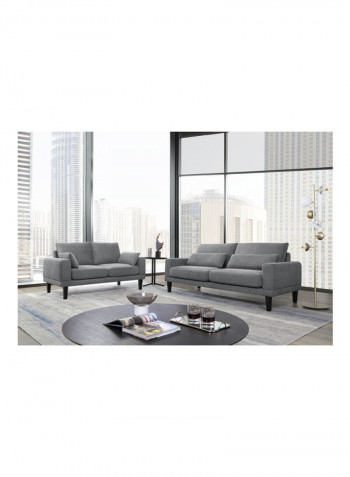 3-Piece Edison Double-Seater Sofa And Cushion Set Grey 150x88x86cm