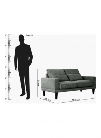 3-Piece Edison Double-Seater Sofa And Cushion Set Grey 150x88x86cm