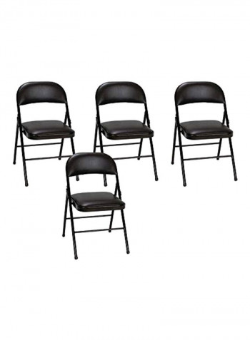 4-Piece Vinyl Folding Chair Set Black