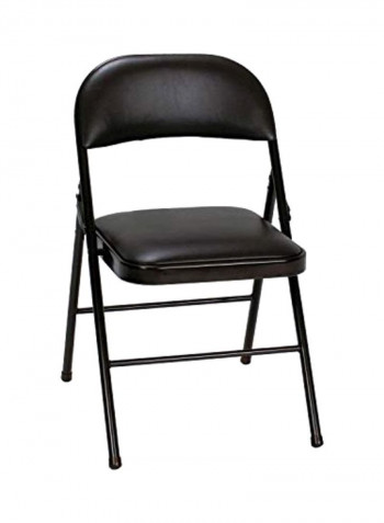 4-Piece Vinyl Folding Chair Set Black