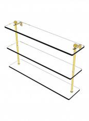 3-Tier Glass Shelf Clear/Gold 22x5inch