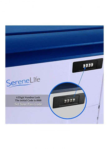 Locking Storage Container Safe White/Blue 9.3x16.3x23.2inch
