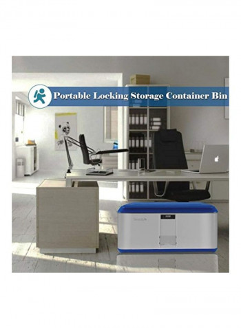 Locking Storage Container Safe White/Blue 9.3x16.3x23.2inch