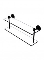 Southbeach Collection Two Tiered Glass Shelf Clear/Black 22inch