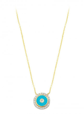 18 Karat Gold Sapphire Evil Eye Enamel Necklace