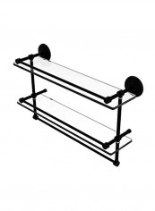 Gallery Double Towel Bar Glass Shelf Clear/Black 22inch