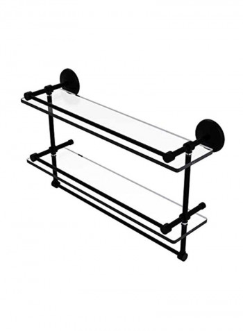 Gallery Double Towel Bar Glass Shelf Clear/Black 22inch