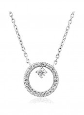 18 Karat White Gold Petite Circle Diamond Pendent