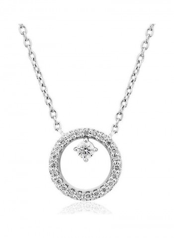 18 Karat White Gold Petite Circle Diamond Pendent