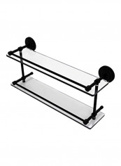 Double Gallery Rail Glass Shelf Clear/Matte Black 22inch