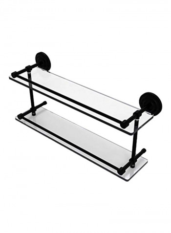 Double Gallery Rail Glass Shelf Clear/Matte Black 22inch