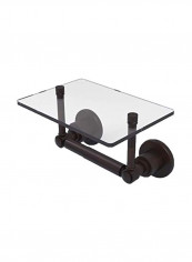 Washington Square Collection Glass Shelf With Toilet Paper Holder Clear/Brown 9.3x6x4.5inch