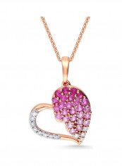 18 Karat Rose Gold 0.10 Carat Heart Shaped Diamond Pendant in Ruby
