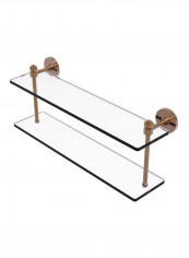 2-Tiered Glass Shelf Clear/Brown 22inch