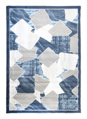 Hanan Collection Contemporary Printed Carpet Dark Blue/Grey/White