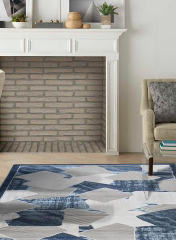 Hanan Collection Contemporary Printed Carpet Dark Blue/Grey/White