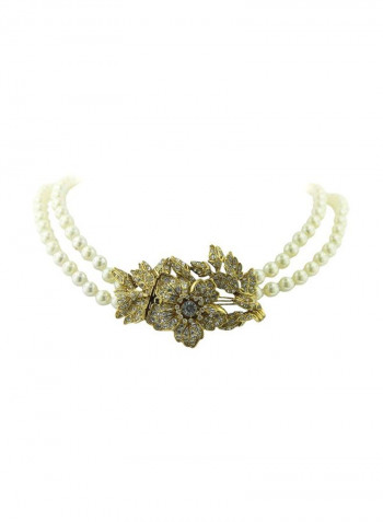 Swarovski And Simulated Pearl Studded Necklace