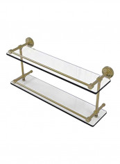 2-Tier Brass Glass Shelf Satin Bras/Clear 22x5inch