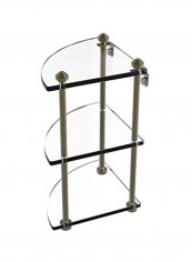 Southbeach Collection Three Tier Corner Glass Shelf Clear/Silver 16x5x8inch