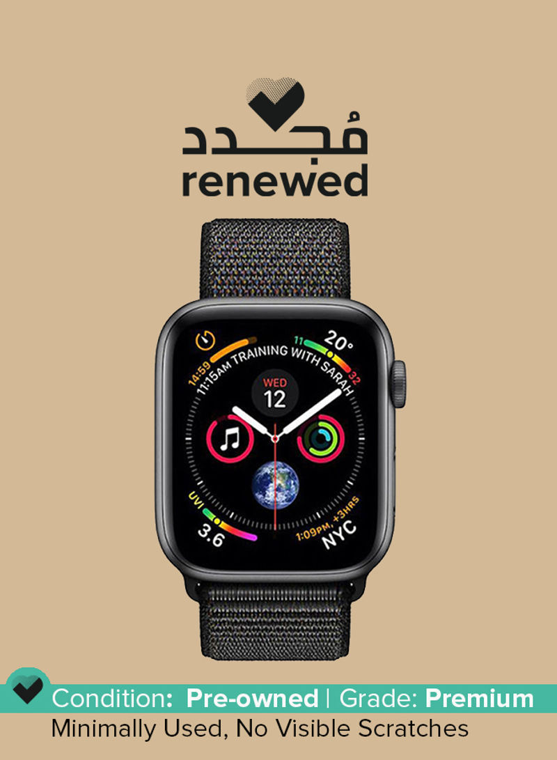 Renewed - Watch Series 4-40 mm GPS Space Gray Aluminum Case with Black Sport Band Grey