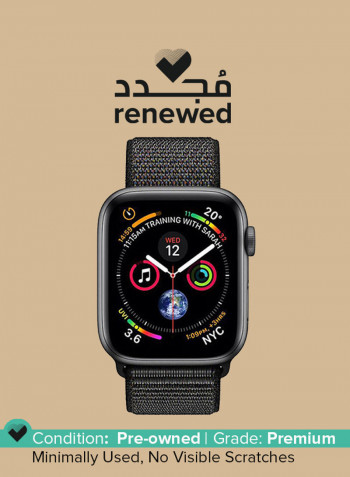 Renewed - Watch Series 4-40 mm GPS Space Gray Aluminum Case with Black Sport Band Grey