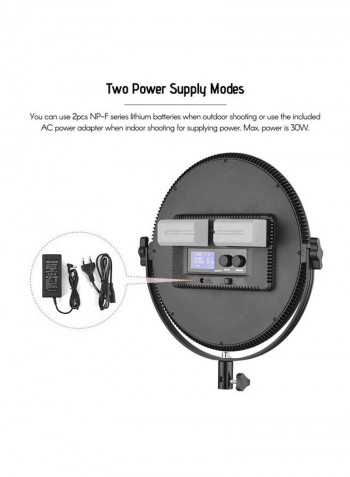 Ultra Thin Round LED Video Light SO-30T 30x12cm Black