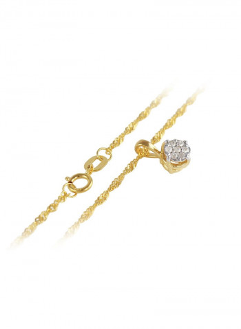 18K Solid Yellow Gold 0.07Cts Genuine Diamonds Twisted Solitaire Necklace