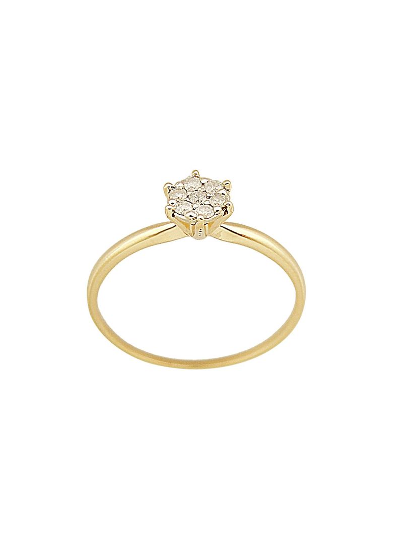18K Solid Yellow Gold 0.07Cts Genuine Diamonds Solitaire Ring