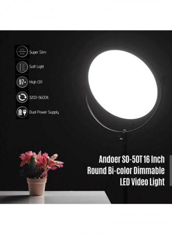 Ultrathin Round LED Video Light White/Warm White