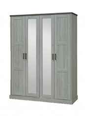 4-Door Wardrobe With 2-Mirrors Multicolour 160 x 213 x 56centimeter