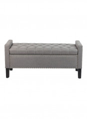 Marcus Tufted Storage Bench Ottoman Grey 60x120x50centimeter
