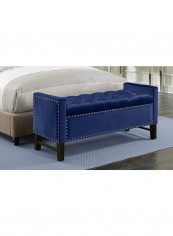 Marcus Tufted Storage Bench Ottoman Navy blue 60x120x50centimeter