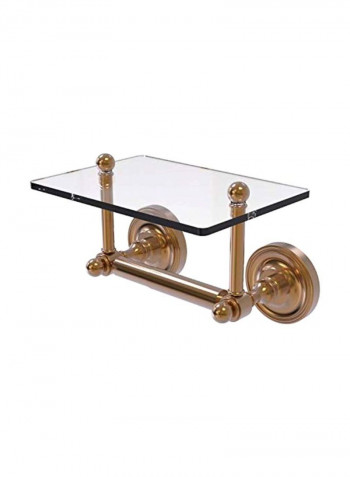 Prestige Regal Collection Glass Shelf With Toilet Paper Holder Clear/Gold