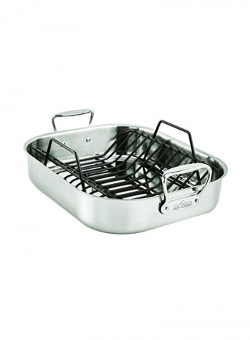 Stainless Steel Cookware Roaster With Handle Silver 16inch