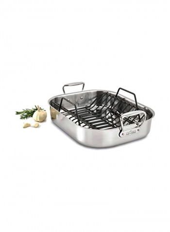 Stainless Steel Cookware Roaster With Handle Silver 16inch